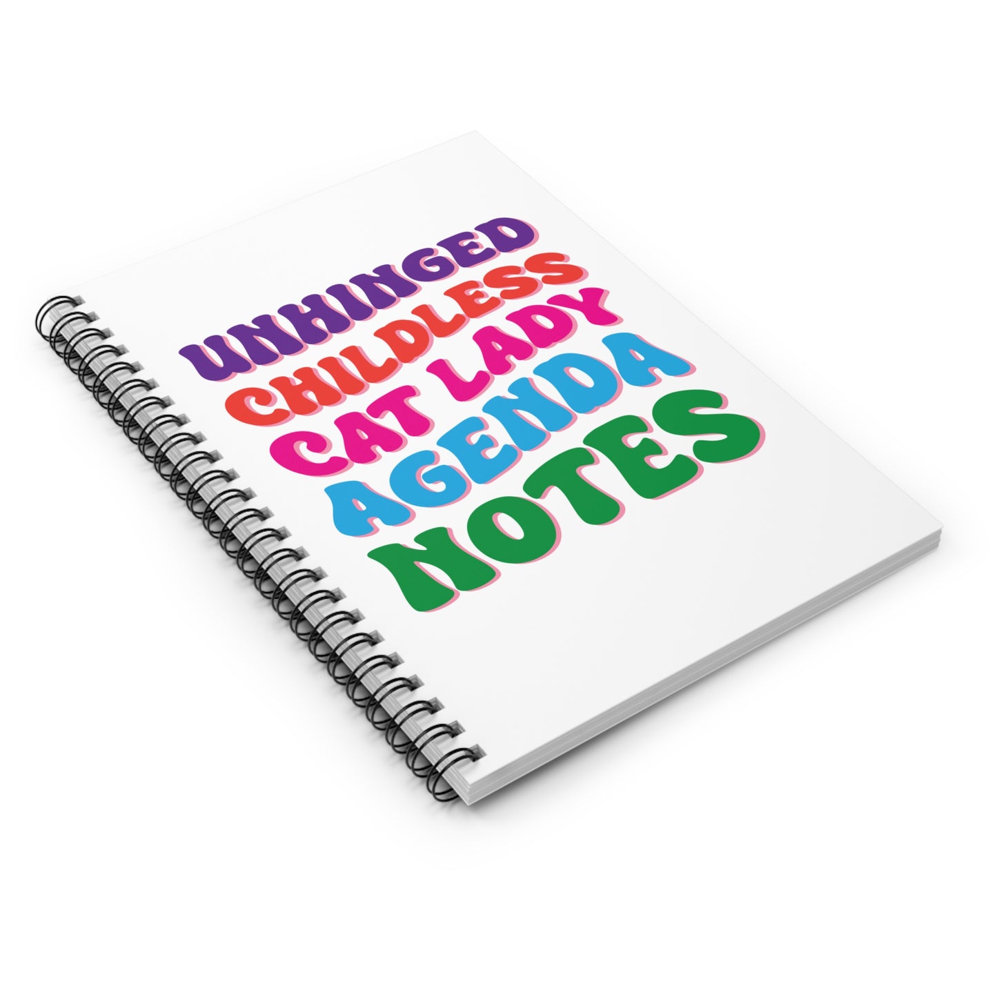 Unhinged Childless Cat Lady Agenda Notes Spiral Notebook - Ruled Line